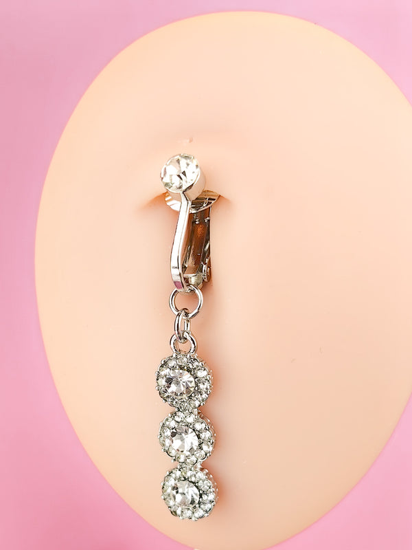 Fake Piercing Navel Ring Triple Zircons