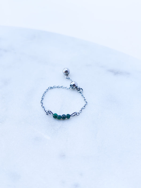 Adjustable MALACHITE Ring with Intention