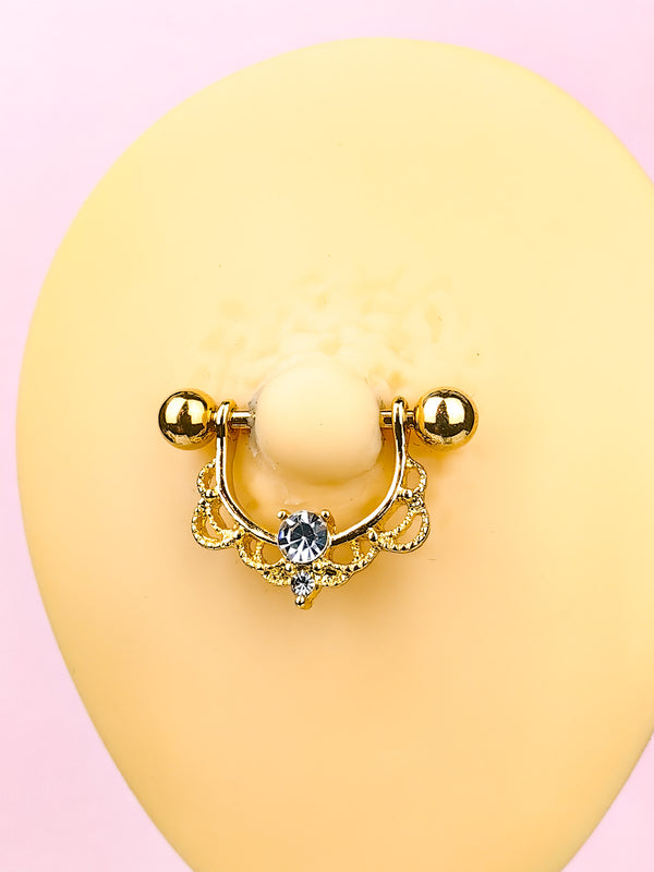 Piercing Nippelring Bogen mit Zirkon