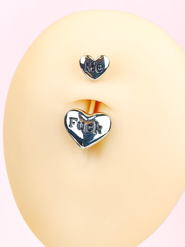 Piercing Navel Ring Heart with the inscription FUCK ME