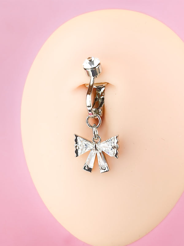 Fake Piercing Belly Button Ring Bow