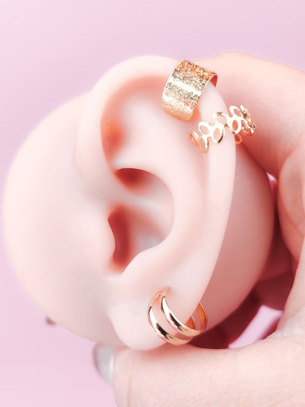 Fake Piercing Set Ear Studs Ear Cuffs 3 pcs.