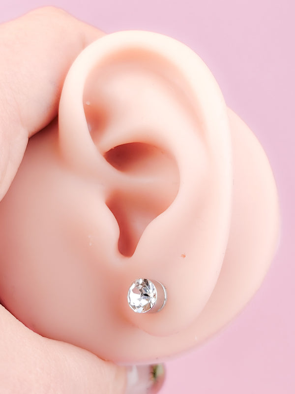 Fake Piercing Magnetic Ear Stud with Cubic Zirconia