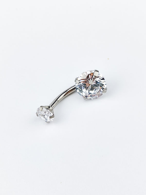 Piercing Kolczyk do Pępka z 2 Kamieniami Srebrny