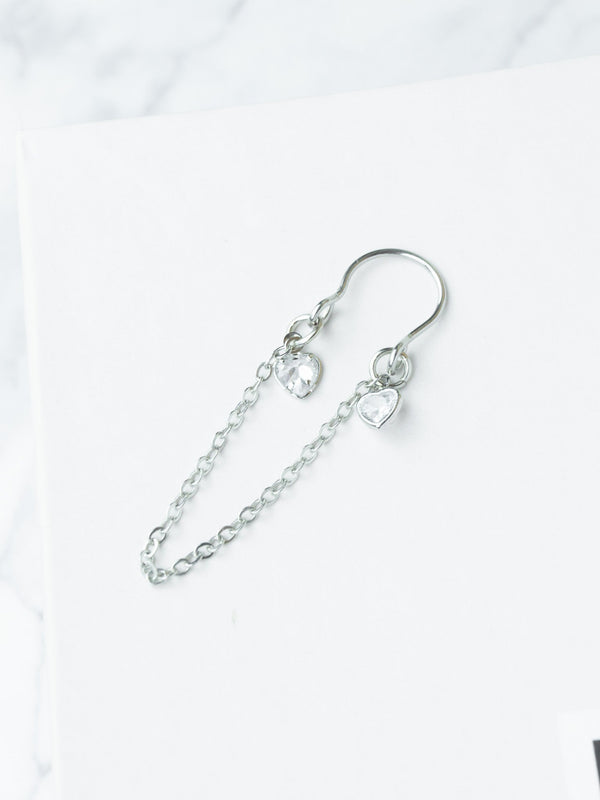 1 szt. Fake Piercing do Sutków HEART CHAIN Srebrny(1szt.)